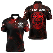 Load image into Gallery viewer, Men's Custom Darts Team Shirt - Skull &amp; Dartboard Graphic With Grunge Red Pattern NYN0320
