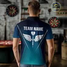 Load image into Gallery viewer, Men's Custom Darts Shirt - Crimson Wings Dart Arrrow With Gradient Blue Pattern NYN0328
