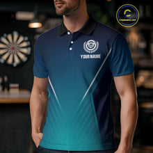 Load image into Gallery viewer, Men's Custom Darts Shirt - Crimson Wings Dart Arrrow With Gradient Blue Pattern NYN0328