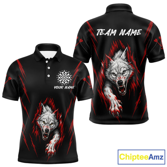 Custom Men's Dart Team Shirt -  Pearl Wolf Clawing - Personalized Team Name & Player NYN0335