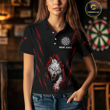 Load image into Gallery viewer, Custom Women's Dart Team Shirt -  Pearl Wolf Clawing - Personalized Team Name &amp; Player NYN0335
