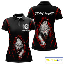 Load image into Gallery viewer, Custom Women's Dart Team Shirt -  Pearl Wolf Clawing - Personalized Team Name &amp; Player NYN0335