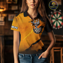 Load image into Gallery viewer, Roaring Tiger Dartboard Shirt - Rust &amp; Black Darts Jersey With Custom Name For Women NYN0336