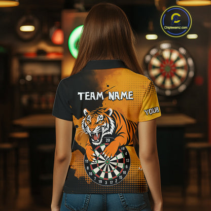 Roaring Tiger Dartboard Shirt - Rust & Black Darts Jersey With Custom Name For Women NYN0336