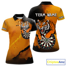 Load image into Gallery viewer, Roaring Tiger Dartboard Shirt - Rust &amp; Black Darts Jersey With Custom Name For Women NYN0336