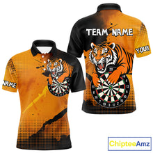 Load image into Gallery viewer, Roaring Tiger Dartboard Shirt - Rust &amp; Black Darts Jersey With Custom Name For Men NYN0336