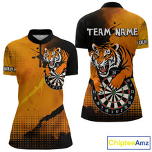 Load image into Gallery viewer, Roaring Tiger Dartboard Shirt - Rust &amp; Black Darts Jersey With Custom Name For Women NYN0336