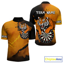 Load image into Gallery viewer, Roaring Tiger Dartboard Shirt - Rust &amp; Black Darts Jersey With Custom Name For Men NYN0336
