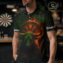 Load image into Gallery viewer, Orange Flaming Dartboard &amp; Bull Darts Shirt For Men - Custom Name &amp; Team Jersey NYN0607