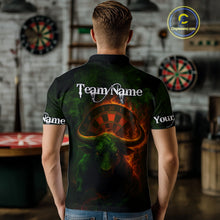 Load image into Gallery viewer, Orange Flaming Dartboard &amp; Bull Darts Shirt For Men - Custom Name &amp; Team Jersey NYN0607