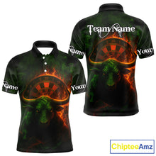 Load image into Gallery viewer, Orange Flaming Dartboard &amp; Bull Darts Shirt For Men - Custom Name &amp; Team Jersey NYN0607
