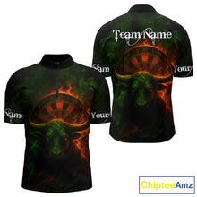 Load image into Gallery viewer, Orange Flaming Dartboard &amp; Bull Darts Shirt For Men - Custom Name &amp; Team Jersey NYN0607