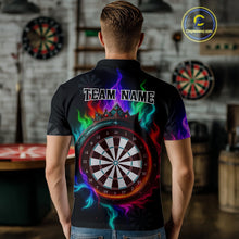 Load image into Gallery viewer, Multicolor Flaming &amp; Red Dartboard Darts Shirt For Men - Custom Name &amp; Team Jersey NYN0620