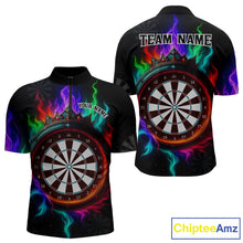 Load image into Gallery viewer, Multicolor Flaming &amp; Red Dartboard Darts Shirt For Men - Custom Name &amp; Team Jersey NYN0620