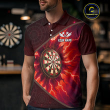 Load image into Gallery viewer, Thunder Dartboard 3D Darts Shirt For Men Custom Name &amp; Team Jersey | Opt2 - Red NYN0643