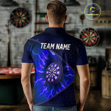 Load image into Gallery viewer, Thunder Dartboard 3D Darts Shirt For Men Custom Name &amp; Team Jersey | Opt3 - Blue NYN0644