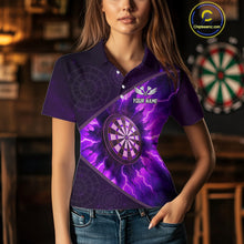 Load image into Gallery viewer, Thunder Dartboard 3D Darts Shirt For Women Custom Name &amp; Team Jersey | Opt1 - Purple NYN0642