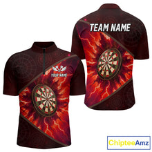 Load image into Gallery viewer, Thunder Dartboard 3D Darts Shirt For Men Custom Name &amp; Team Jersey | Opt2 - Red NYN0643