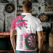 Load image into Gallery viewer, Custom Grey And Pink Splashed Dartboard Darts Polo Shirt For Men Darts Team Jerseys NYN0949