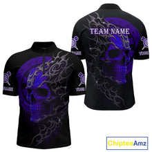 Load image into Gallery viewer, Custom Purple Skull Dartboard 1/4-Zip Dart Shirt Personalized Outfits Dart Jersey For Men NYN1318