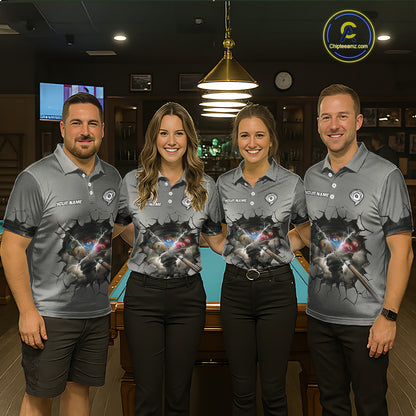 Funny Tornado Grey Billiard Ball Shirt For Men Personalized Thunder 8 Ball Pool Team Jersey NYN2985