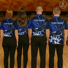 Load image into Gallery viewer, Blue Galaxy Eagle Bowling Shirt For Women Custom Polo Quarter-Zip Bowling Team Jersey NYN3680