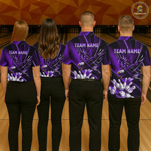 Load image into Gallery viewer, Purple Galaxy Eagle Bowling Shirt For Women Custom Polo Quarter-Zip Bowling Team Jersey NYN3681