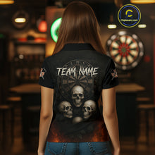 Load image into Gallery viewer, Custom Flames Grunge Roses Black Skull Dart Women Polo Shirt Outfits Dart Jerseys NYN1559