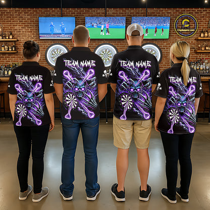 Personalized Purple Skeleton Thunder Lightning Women Dart Quarter- Zip Shirt Skull Dart Jerseys NYN2119