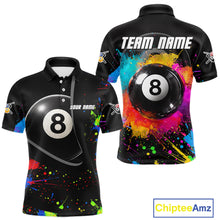 Load image into Gallery viewer, Colorful Splatter 8 Ball Pool Men Billiard Polo &amp; 1/4-Zip Shirt Custom Billiards Balls Attire NYN2392