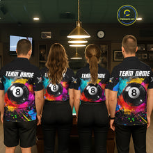 Load image into Gallery viewer, Colorful Splatter 8 Ball Pool Men Billiard Polo &amp; 1/4-Zip Shirt Custom Billiards Balls Attire NYN2392