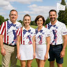 Load image into Gallery viewer, Custom Patriotic Golf Polo Shirts, Grunge US Flag Golf Ball White Men Best Golf Clothing Shirts NYN2991