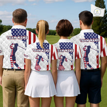Load image into Gallery viewer, Custom Patriotic Golf Polo Shirts, Grunge US Flag Golf Ball White Men Best Golf Clothing Shirts NYN2991