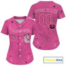 Load image into Gallery viewer, Custom Ribbon Pink Boo Halloween Baseball Shirt For Women Funny Baseball Jerseys NYN1577