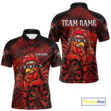 Load image into Gallery viewer, Red Splatter Rooster Darts Polo &amp; 1/4-Zip Shirt For Men Custom Funny Dart Jersey For Darters NYN3005