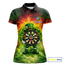 Load image into Gallery viewer, Funny Shamrock Dartboard &amp; Arrow Women Darts Polo Shirt Custom St Patrick's Day Dart League Shirt NYN2650