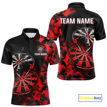 Load image into Gallery viewer, Personalized Camouflage Cracked Black And Red Dartboard Men Polo &amp; 1/4-Zip Shirts Dart Team Jerseys NYN2809