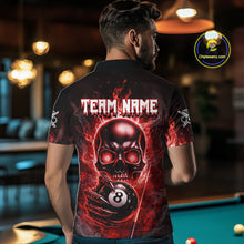 Load image into Gallery viewer, Red Flames Skull Hoding 8 Ball Pool Men Polo &amp; 1/4-Zip Shirt Custom Billiards Ball Jerseys NYN2428