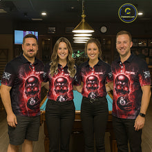 Load image into Gallery viewer, Red Flames Skull Hoding 8 Ball Pool Men Polo &amp; 1/4-Zip Shirt Custom Billiards Ball Jerseys NYN2428