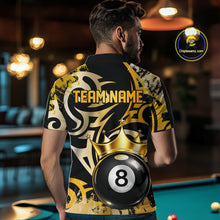 Load image into Gallery viewer, Gold Tribal Crown 8 Ball Pool Men Polo &amp; 1/4-Zip Team Shirt Custom Billiards Ball Jerseys NYN2429