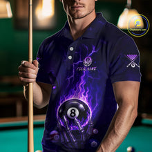 Load image into Gallery viewer, Fire Flame Purple 8 Ball Pool Billiard Team Shirt For Men Custom Grim Reaper Billiard Jerseys NYN2438