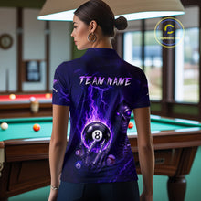 Load image into Gallery viewer, Fire Flame Purple 8 Ball Pool Billiard Team Shirt For Women Custom Grim Reaper Billiard Jerseys NYN2438