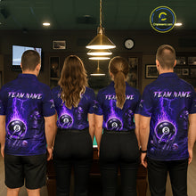 Load image into Gallery viewer, Fire Flame Purple 8 Ball Pool Billiard Team Shirt For Men Custom Grim Reaper Billiard Jerseys NYN2438