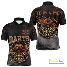 Load image into Gallery viewer, Personalized Funny Bear Grunge Camouflage Darts Polo &amp; 1/4-Zip Shirts For Men Dart Team Jerseys NYN2814
