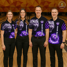 Load image into Gallery viewer, Purple Flames Tiger Custom Women Bowling Polo &amp; Quarter-Zip Shirts Flame Bowling Team Jerseys NYN3012