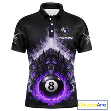 Load image into Gallery viewer, Custom Horror Wolfs Black Purple Smokes Pool 8 Ball Men's Billiard Team Shirt Billiard Attire NYN2667