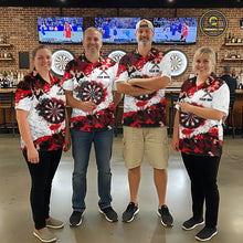 Load image into Gallery viewer, Personalized Red And White Splatter Dartboard Camouflage Darts Shirts For Men Dart Team Jerseys NYN2823