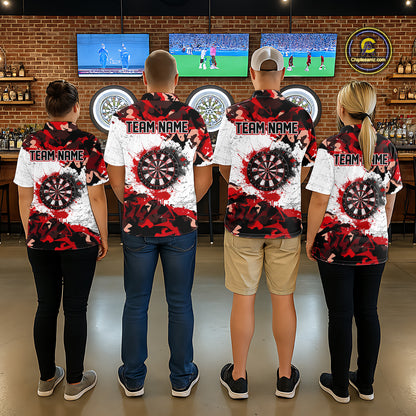 Personalized Red And White Splatter Dartboard Camouflage Darts Shirts For Men Dart Team Jerseys NYN2823