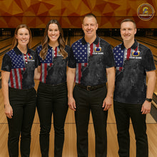 Load image into Gallery viewer, American Flag Grunge Patriotic Bowling Shirt For Men Custom Funny Beer Bowling Tournament Jersey NYN3748