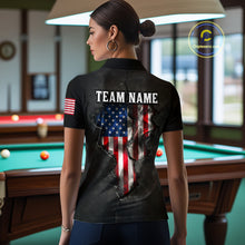 Load image into Gallery viewer, Smoke US Flag Smoke Billiard Polo &amp; 1/4-Zip For Women Custom Patriotic 8 Ball Pool Team Jersey NYN3045